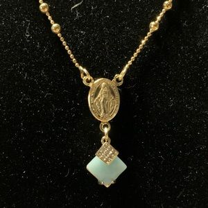 Danecraft Italy 925 SS  24K Gold Over SS Jesus Mary Rosary 18” Neckl